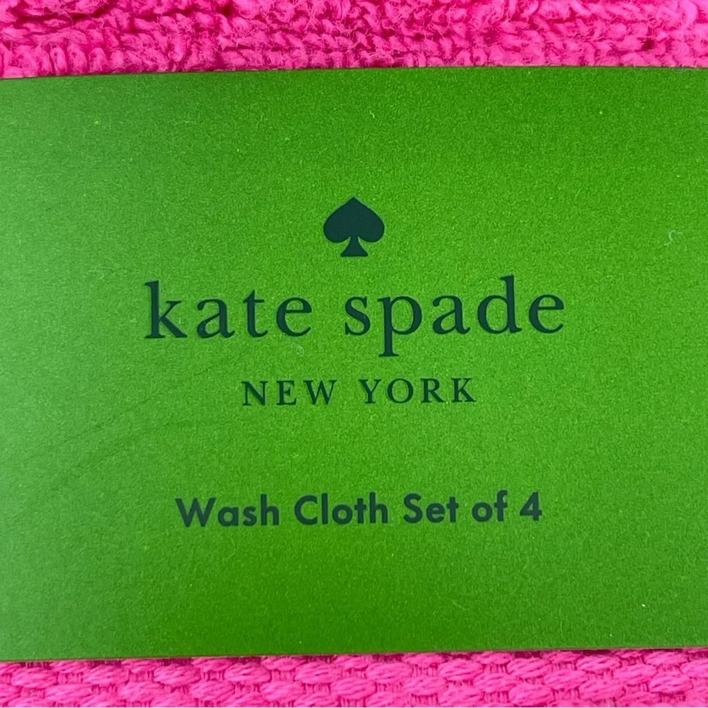 Kate Spade set of 4 Washcloths Vivid Snapdragon Fuchsia Pink NWT